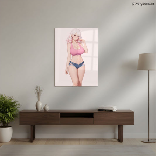 Anime Fitness Girl Metal Poster | Aesthetic Pop Art Wall Decor & Painting