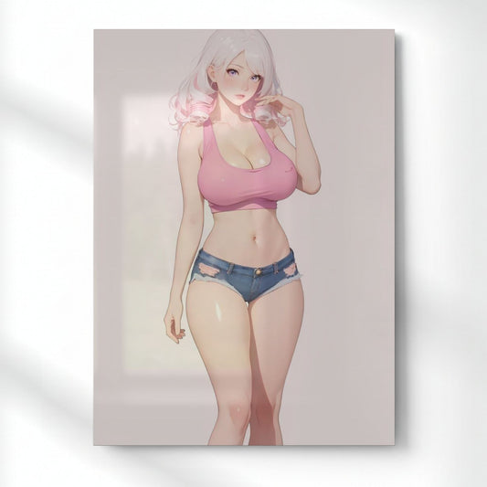 Anime Fitness Girl Metal Poster | Aesthetic Pop Art Wall Decor & Painting