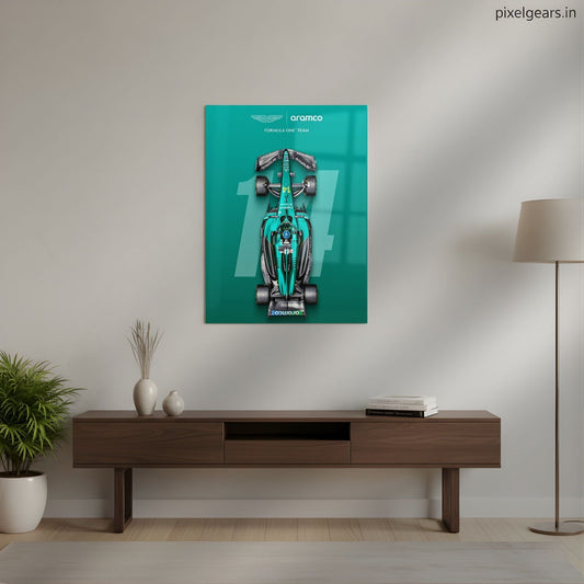 Aston Martin F1 Top View Metal Poster | Aesthetic Pop Art Wall Decor & Painting
