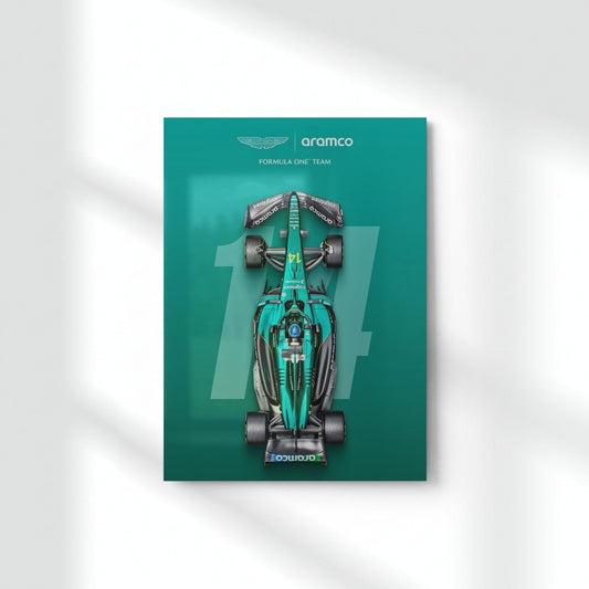 Aston Martin F1 Top View Metal Poster | Aesthetic Pop Art Wall Decor & Painting