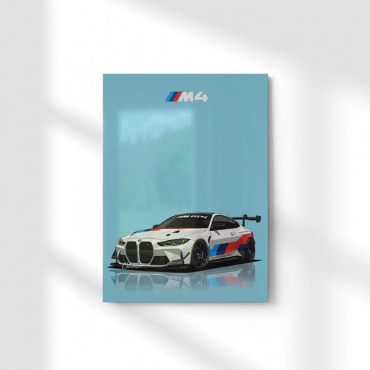 BMW M4 GT3 Performance Metal Poster | Aesthetic Pop Art Wall Decor & Painting