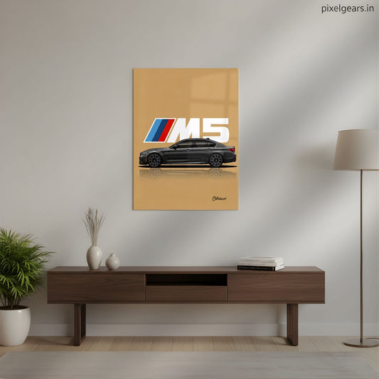 BMW M5: Executive Class Vector Metal Poster | Aesthetic Pop Art Wall Decor & Painting
