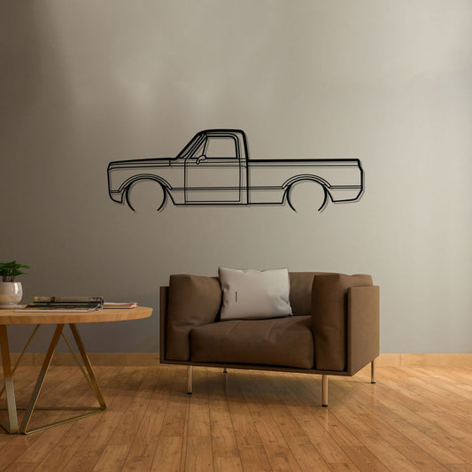 Chevrolet C-10 1971 Metal Wall Art Car Silhouette | Personalized Car Gift For Men - PixelGears