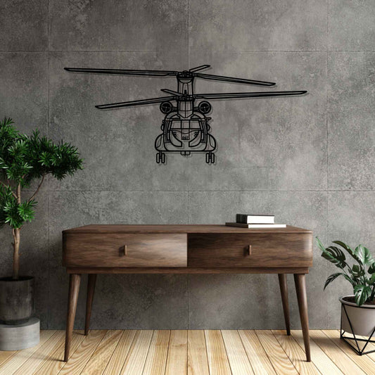 CH47D-F Chinook Front Silhouette  Metal Gun Silhouette Wall Art
