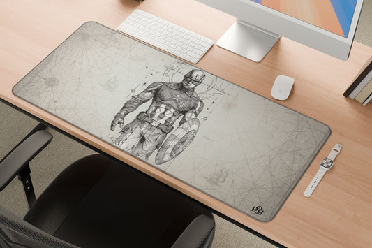 Captain America Grey LineArt - XXL and XXXXL Mouse Pad - PixelGears