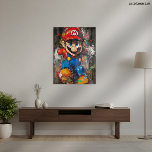 Color Splash Mario Metal Poster | Aesthetic Pop Art Wall Decor & Painting