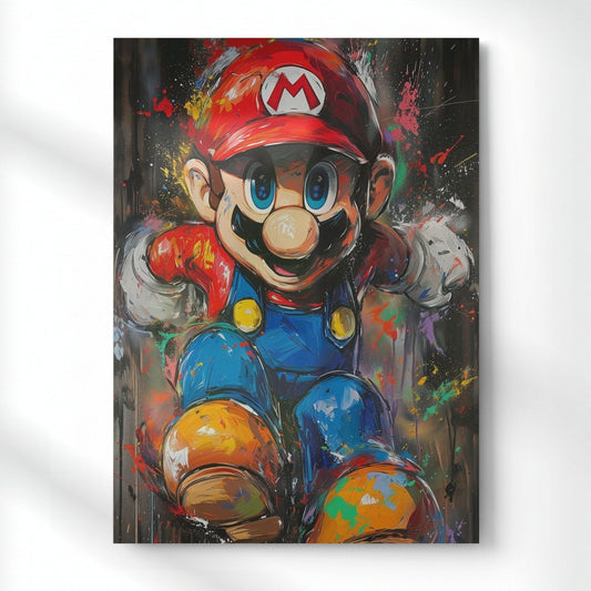 Color Splash Mario Metal Poster | Aesthetic Pop Art Wall Decor & Painting