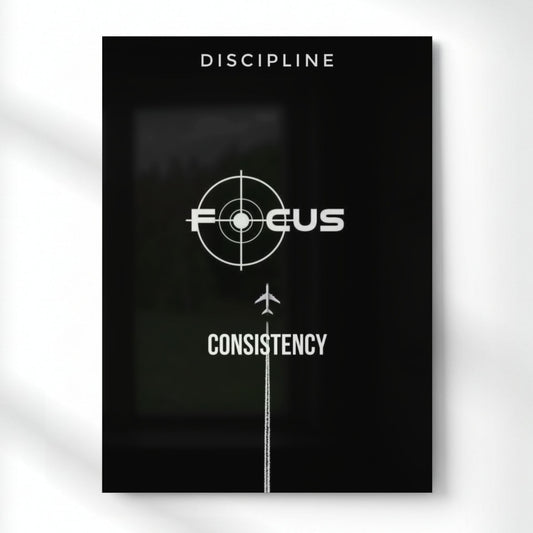 Consistency | Discipline | Focus Metal Poster | Aesthetic Pop Art Wall Decor & Painting