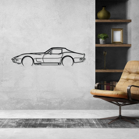 Chevrolet Corvette C3 1973 Metal Wall Art Car Silhouette | Personalized Car Gift For Men - PixelGears