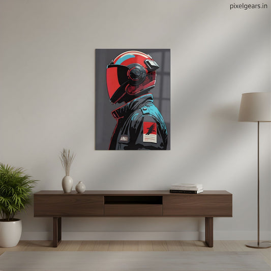 Cyber Rider Helmet Metal Poster | Aesthetic Pop Art Wall Decor & Painting
