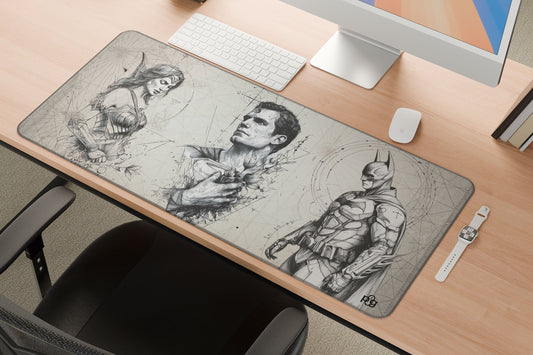 DC Trinity – Wonder Woman, Superman & Batman LineArt - XXL and XXXXL Mouse Pad - PixelGears