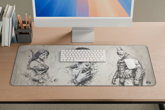 DC Trinity – Wonder Woman, Superman & Batman LineArt - XXL and XXXXL Mouse Pad - PixelGears