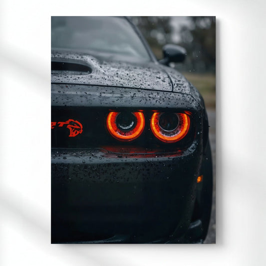 Demon Eyes Car Print Metal Poster | Aesthetic Pop Art Wall Decor & Painting