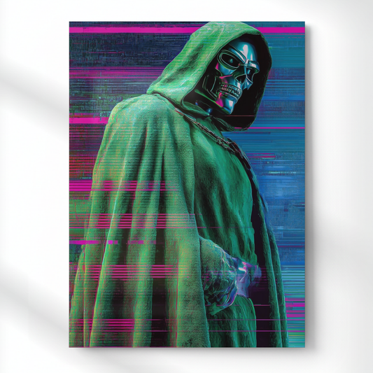 Doctor Doom Glitch Effect Metal Poster | Aesthetic Pop Art Wall Decor & Painting