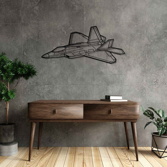 F-22 Raptor Angle Silhouette  Metal Gun Silhouette Wall Art