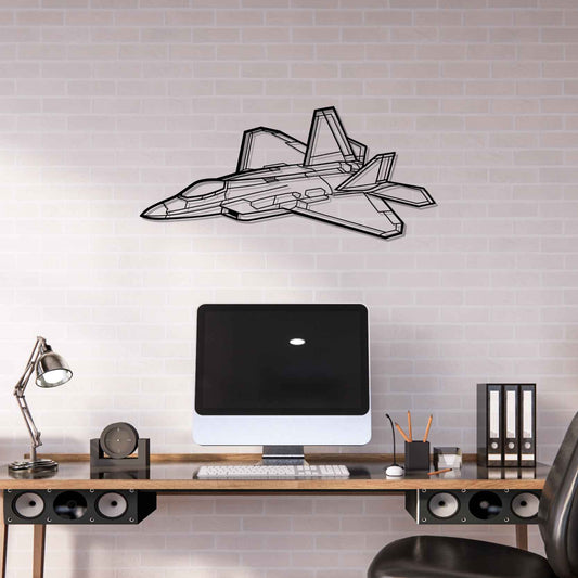 F-22 Raptor Angle Silhouette  Metal Gun Silhouette Wall Art