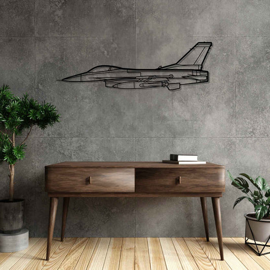 F16 Falcon Silhouette Metal Gun Silhouette Wall Art