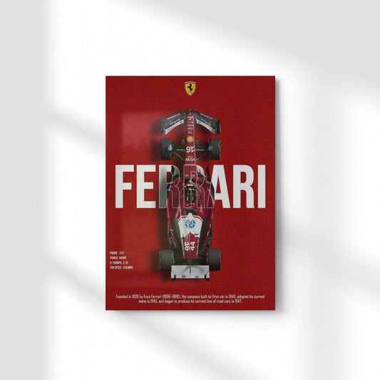 Ferrari F1 Top View Metal Poster | Aesthetic Pop Art Wall Decor & Painting