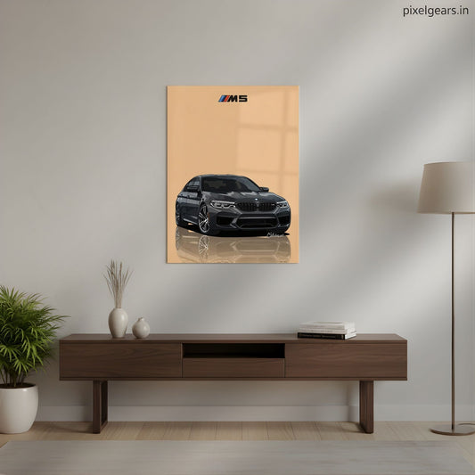 BMW M5: Abstract Rear Force Metal Poster | Aesthetic Pop Art Wall Decor & Painting