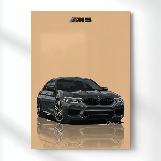 BMW M5: Abstract Rear Force Metal Poster | Aesthetic Pop Art Wall Decor & Painting