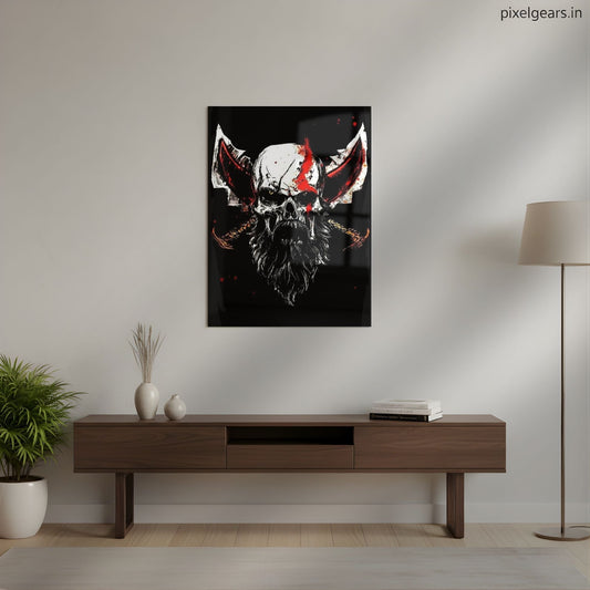 Ghost of Sparta Skull Art Metal Poster | Aesthetic Pop Art Wall Decor & Painting