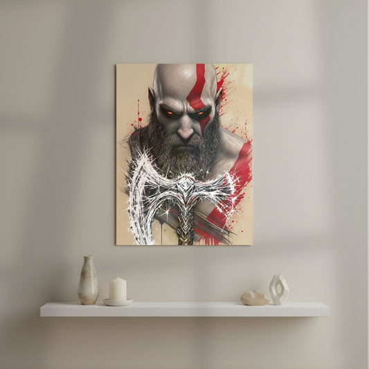 God of War Closeup Metal Poster | Aesthetic Pop Art Wall Decor & Painting