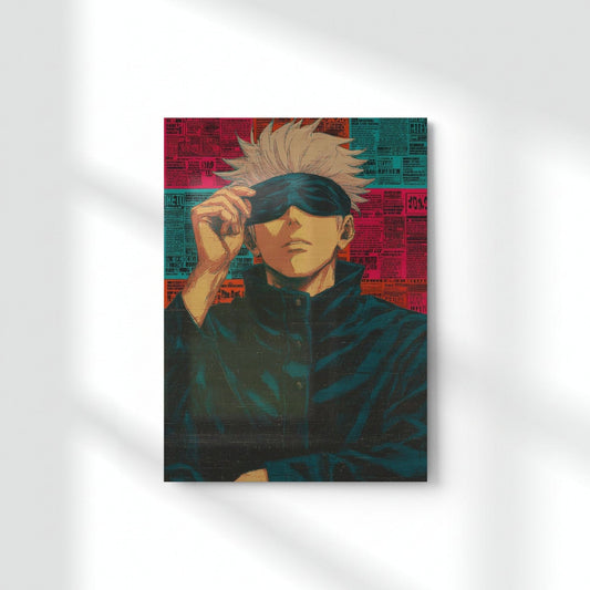 Gojo Blindfold Aesthetic Metal Poster | Aesthetic Pop Art Wall Decor & Painting