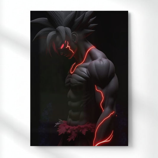 Goku Dark Mode Metal Poster | Aesthetic Pop Art Wall Decor & Painting