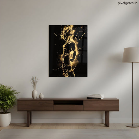 Goku Super Saiyan Glow Metal Poster | Aesthetic Pop Art Wall Decor & Painting