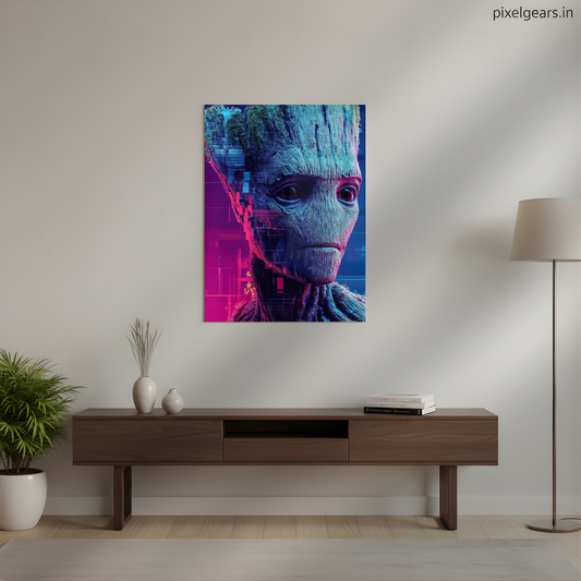 Groot-Style Digital Art Metal Poster | Aesthetic Pop Art Wall Decor & Painting