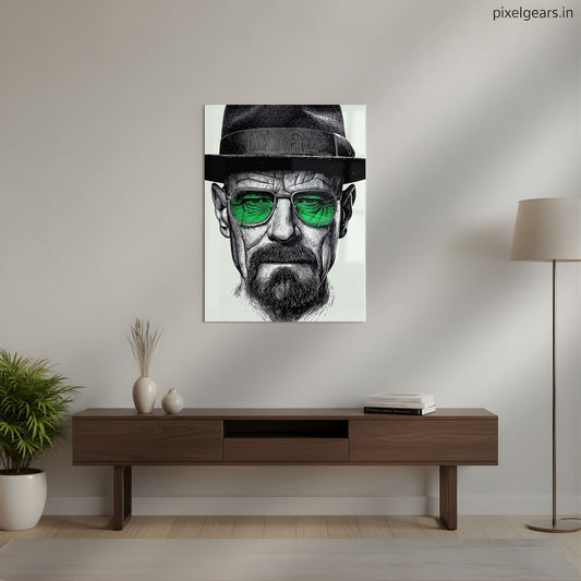 Heisenberg Iconic Hat & Shades Metal Poster | Aesthetic Pop Art Wall Decor & Painting