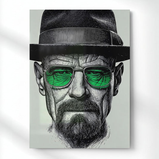 Heisenberg Iconic Hat & Shades Metal Poster | Aesthetic Pop Art Wall Decor & Painting