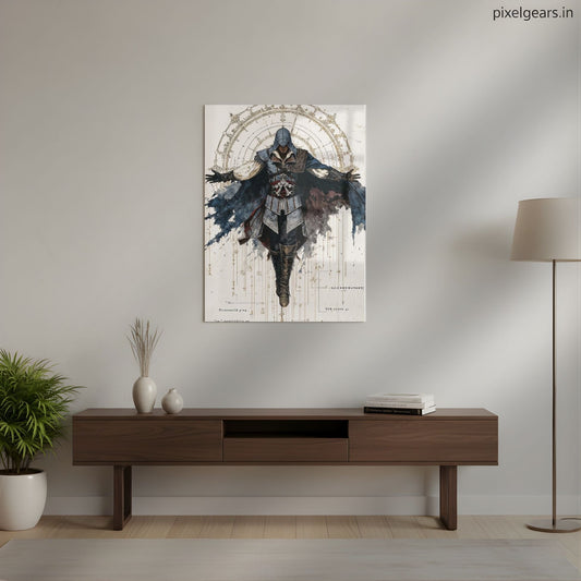 Hooded Master Assassin Artwork Metal Poster | Aesthetic Pop Art Wall Decor & Painting