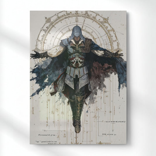 Hooded Master Assassin Artwork Metal Poster | Aesthetic Pop Art Wall Decor & Painting