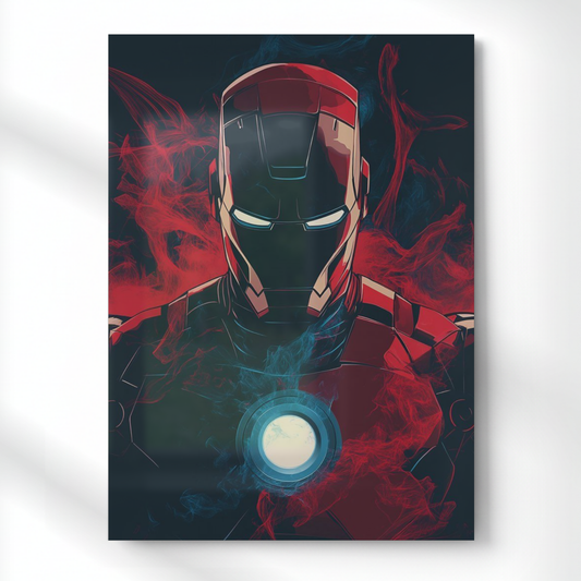 Iron Man Smoke Effect Metal Poster | Aesthetic Pop Art Wall Decor & Painting