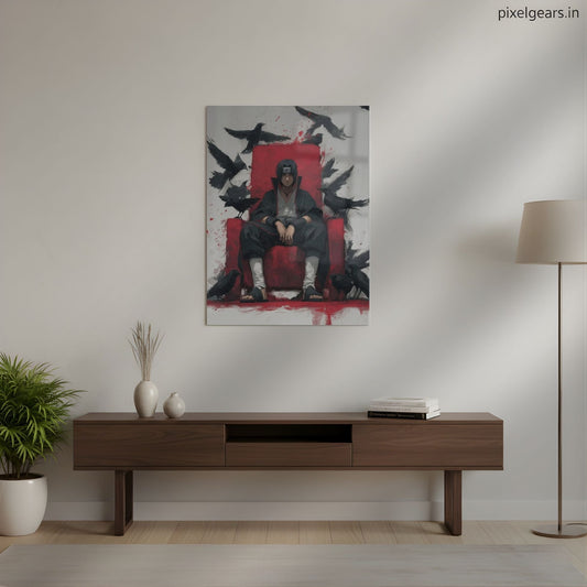 Itachi Crow Throne Metal Poster | Aesthetic Pop Art Wall Decor & Painting
