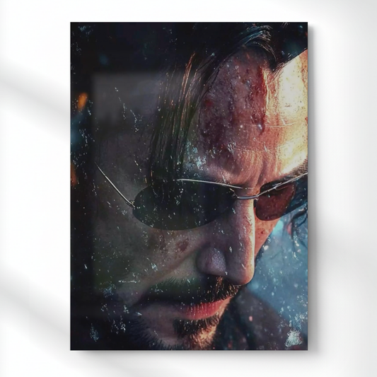 John Wick Cinematic Close-Up Metal Poster | Aesthetic Pop Art Wall Decor & Painting