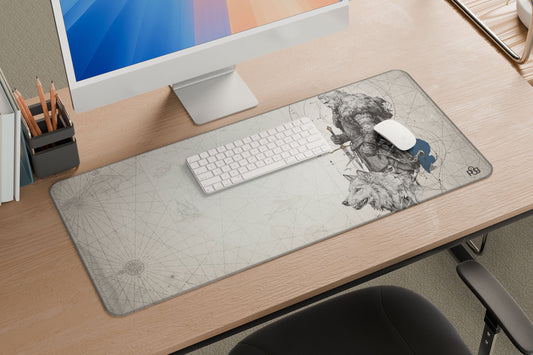 Jon Snow With Wolf LineArt - XXL and XXXXL Mouse Pad - PixelGears