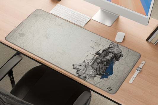 Jon Snow With Wolf LineArt - XXL and XXXXL Mouse Pad - PixelGears