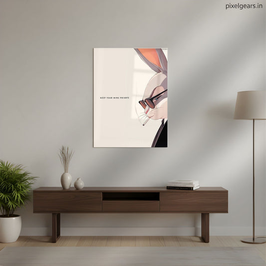 Keep Your Wins Private – Bunny Mafia Quote Metal Poster | Aesthetic Pop Art Wall Decor & Painting
