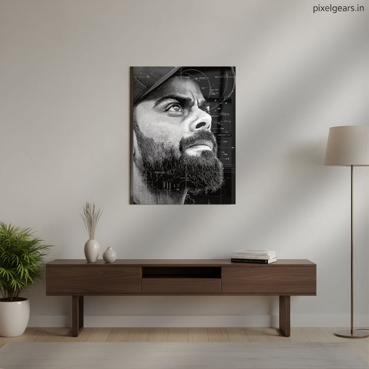 King Kohli Closeup Metal Poster | Aesthetic Pop Art Wall Decor & Painting