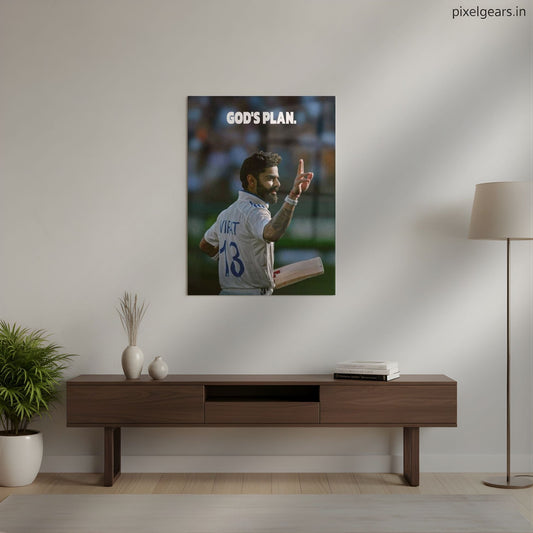 King Kohli The god's Plan Quote Metal Poster | Aesthetic Pop Art Wall Decor & Painting