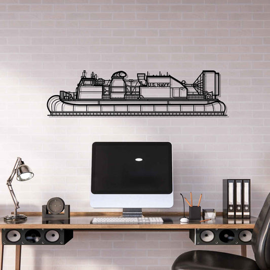 Landing Craft Air Cushion Silhouette Metal Gun Silhouette Wall Art