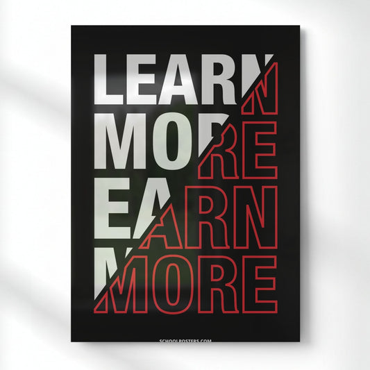 Learn More Earn More Metal Poster | Aesthetic Pop Art Wall Decor & Painting