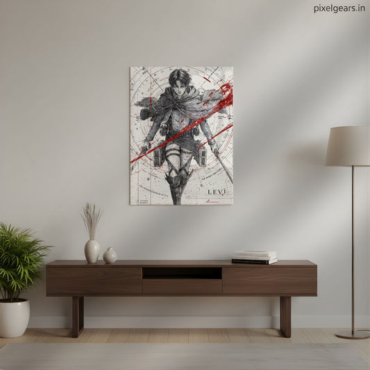 Levi In Action Metal Poster | Aesthetic Pop Art Wall Decor & Painting