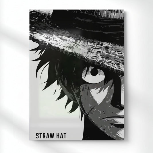 Luffy Straw Hat Metal Poster | Aesthetic Pop Art Wall Decor & Painting