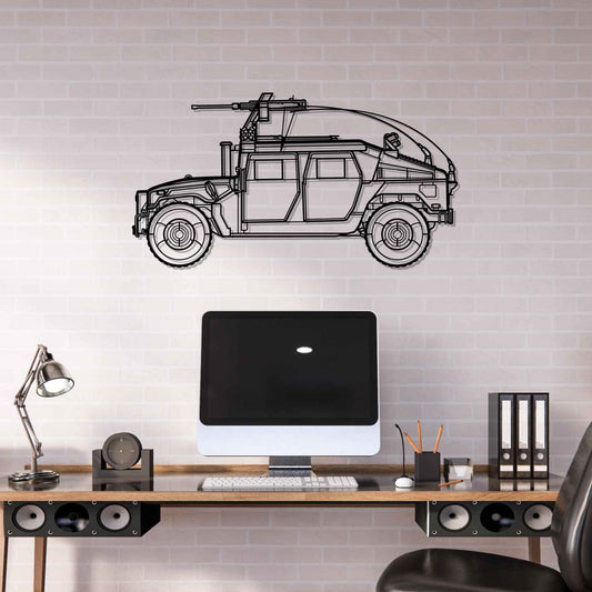M1114 HMMWV Silhouette Metal Gun Silhouette Wall Art