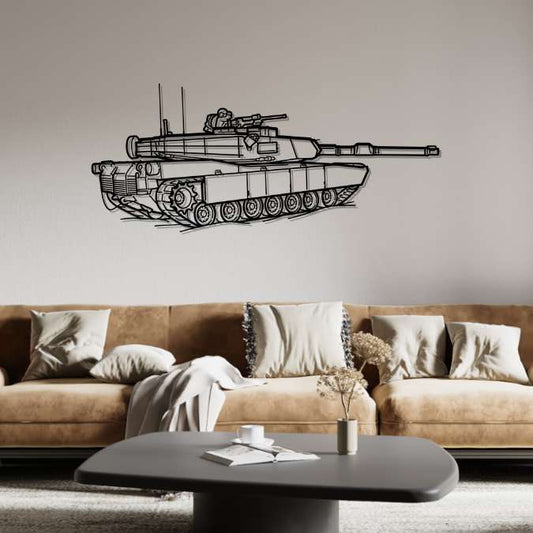 M1A1 Abrams Angle Silhouette  Metal Gun Silhouette Wall Art