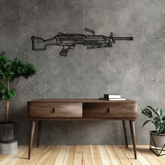 M249 SAW Silhouette Metal Gun Silhouette Wall Art