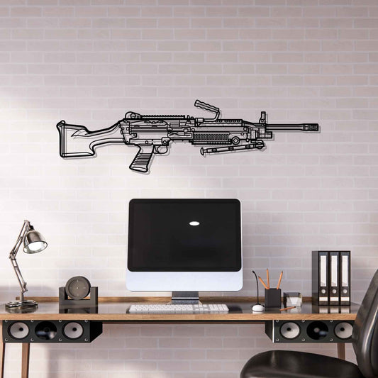 M249 SAW Silhouette Metal Gun Silhouette Wall Art